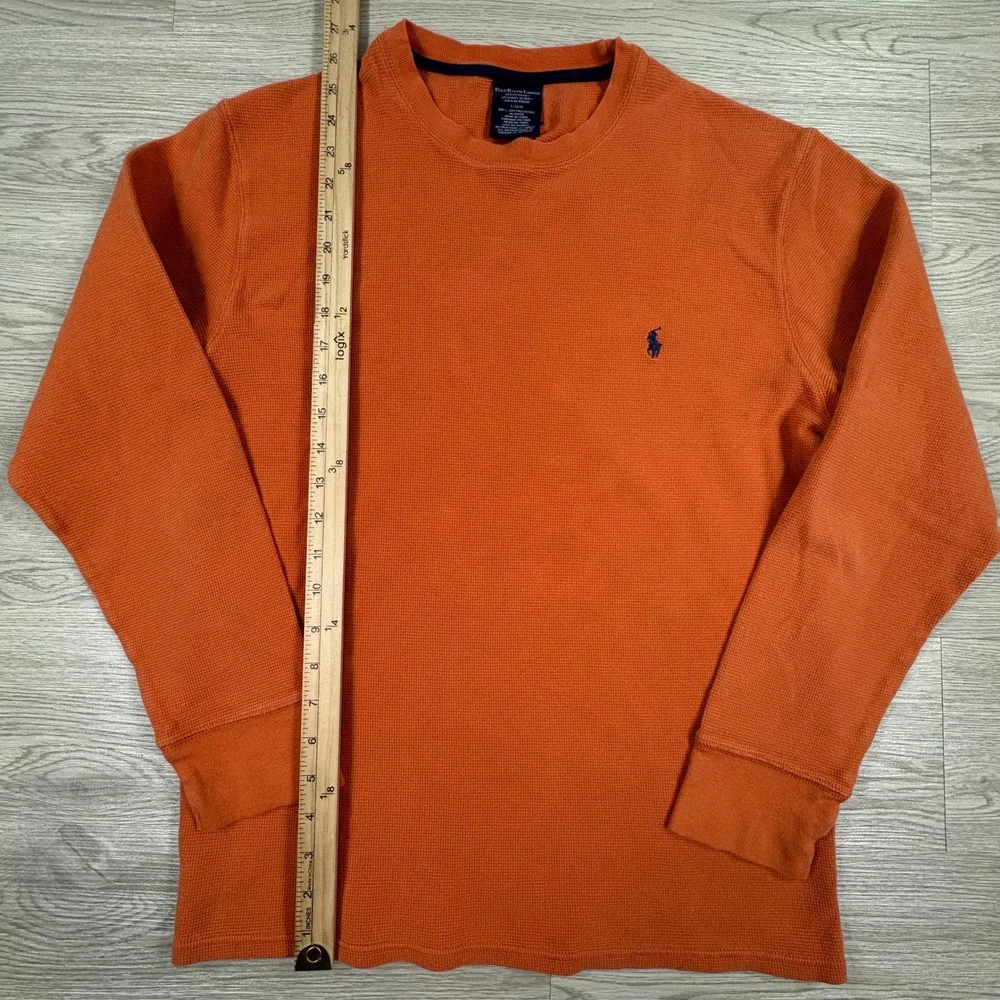 Polo Ralph Lauren Mens Shirt Sleepwear Thermal Waffle Knit Orange Large Pony